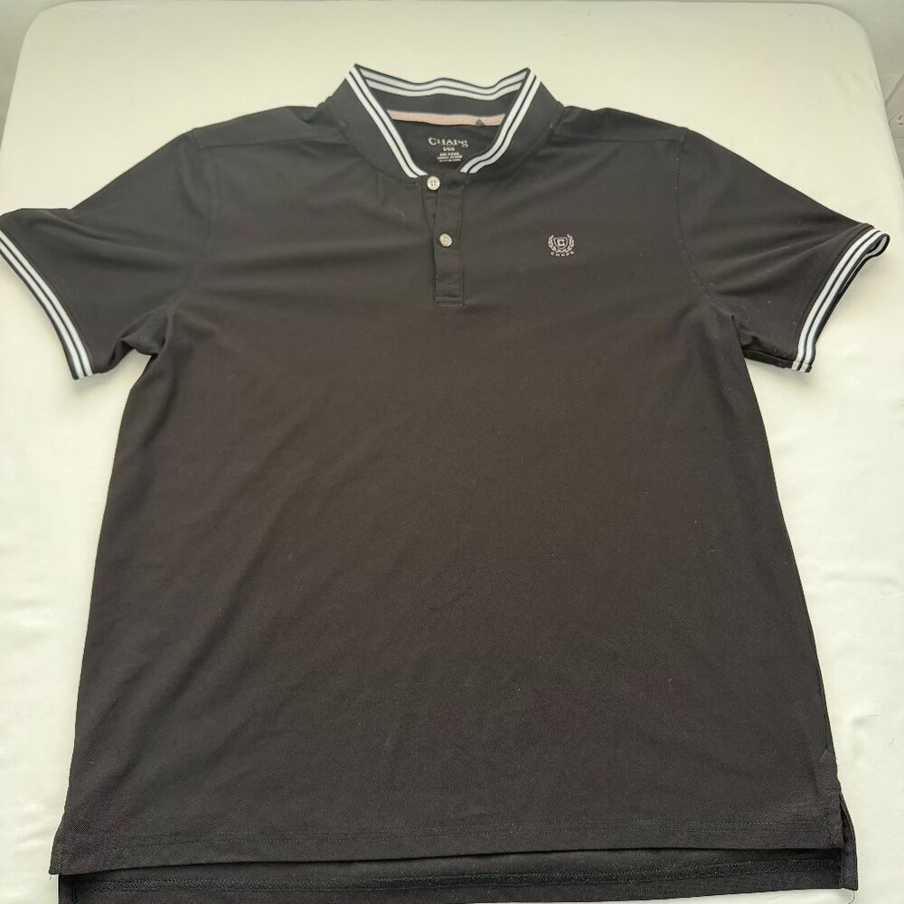Chaps Polo Shirt Mens Large Black Short Sleeve Logo Classic Casual Golf Shirt